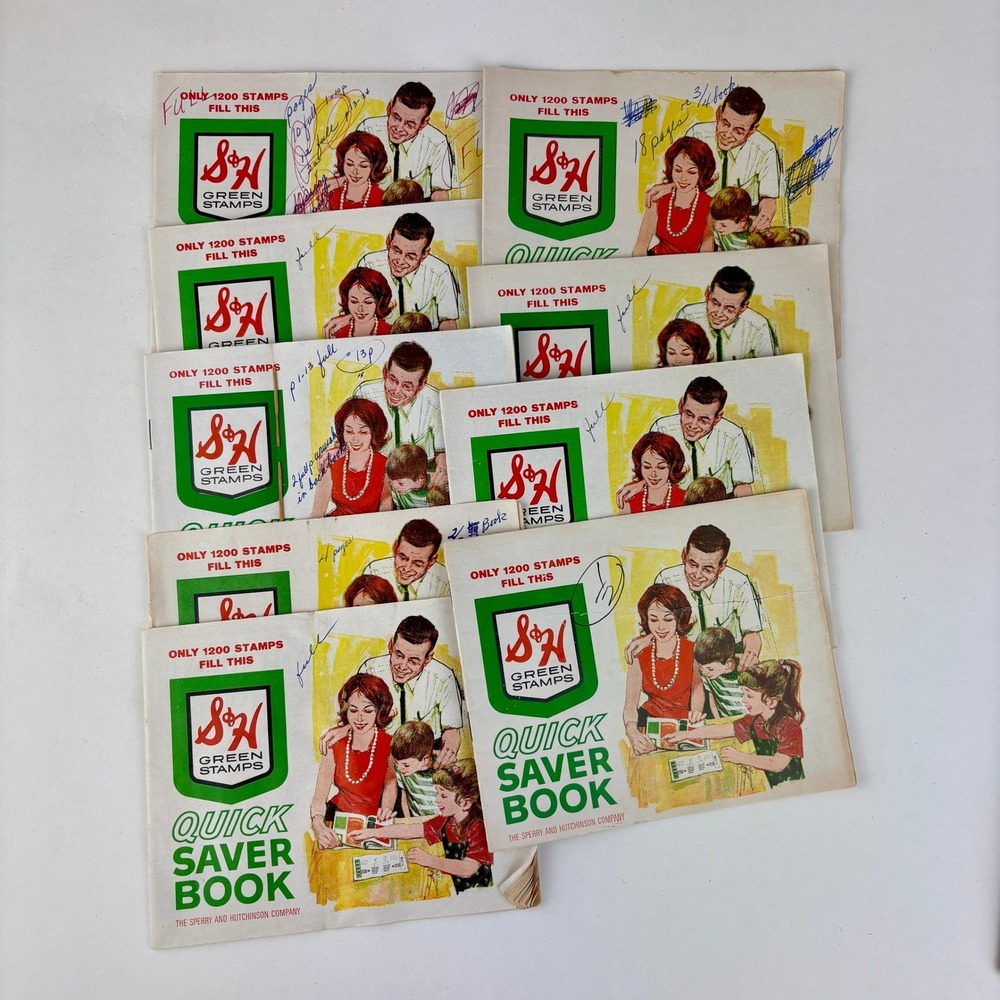 Lot of 10 Vintage S&H‎ Green Stamps Quick Saver Books Sperry and Hutchinson Co